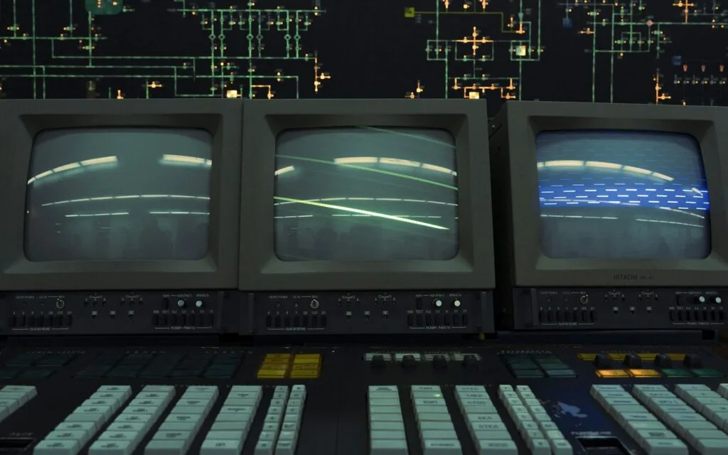 Three old CRT monitors containing leaded glass that must not go in household waste